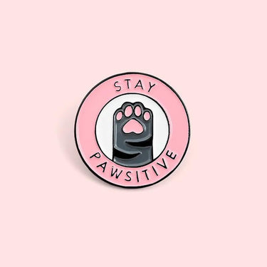 Stay Pawsitive Cat Brooch Pin Brooches & Lapel Pins KittyNook Cat Company
